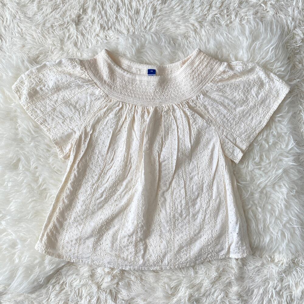 Old Navy Smocked Embroidered Swing Blouse, size XS
